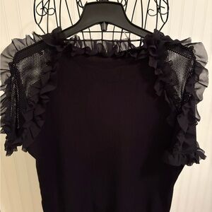 Elegant Black Ruffle Sleeve Top
